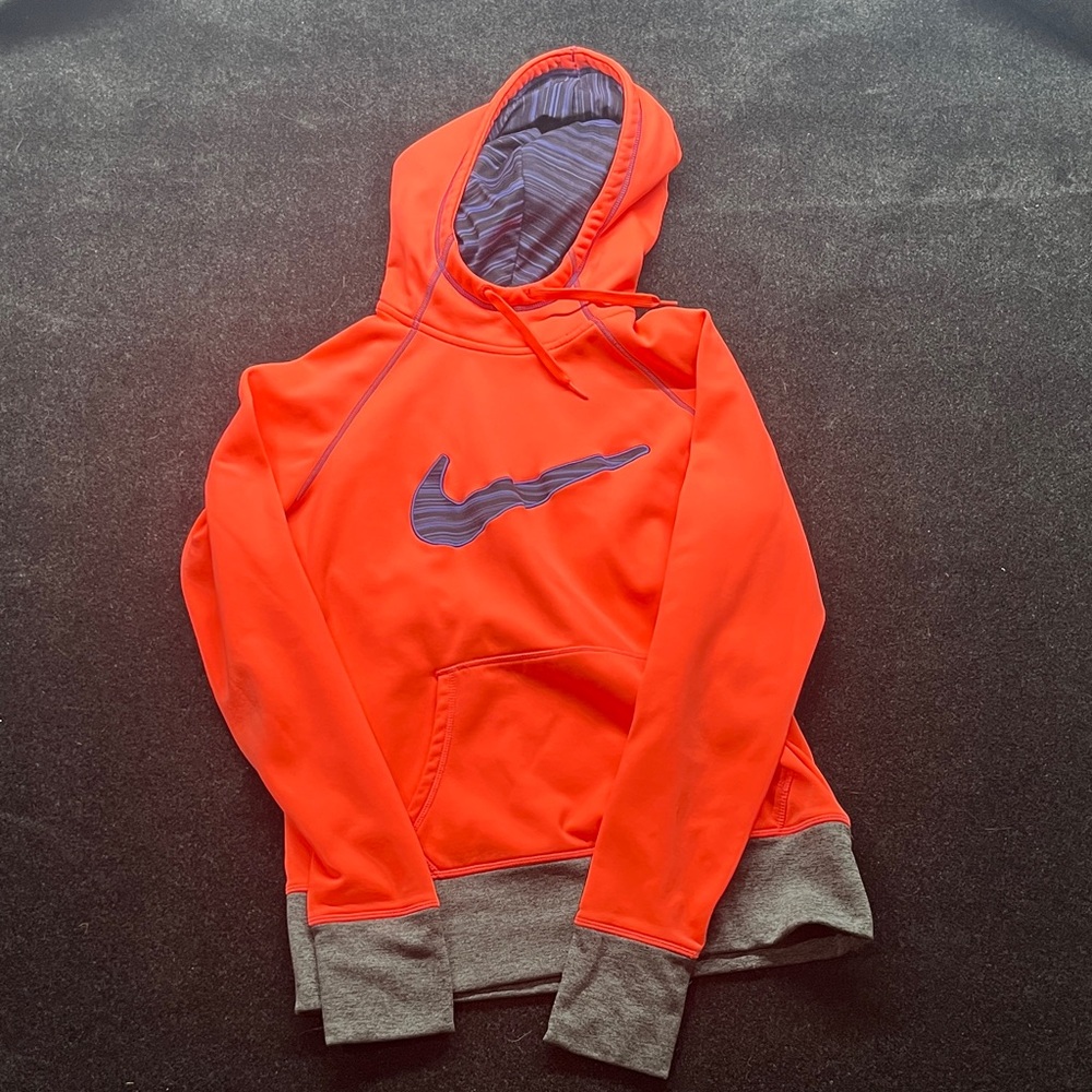Nike Kids Orange and Gray Hoodie